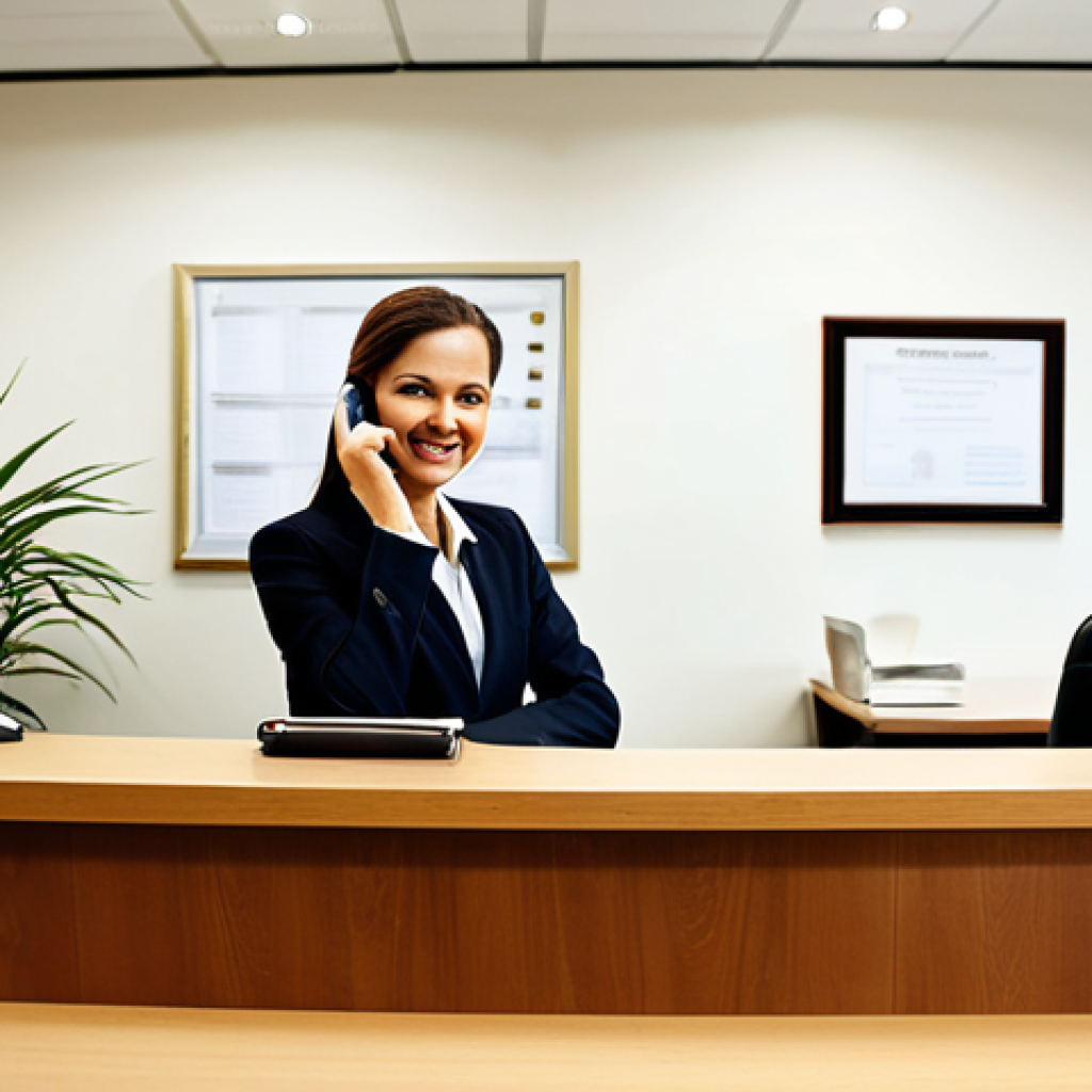 법률 자문가의 고객 관리 절차 - **

"A modern, brightly lit law office reception area. A friendly receptionist is speaking on the ph...