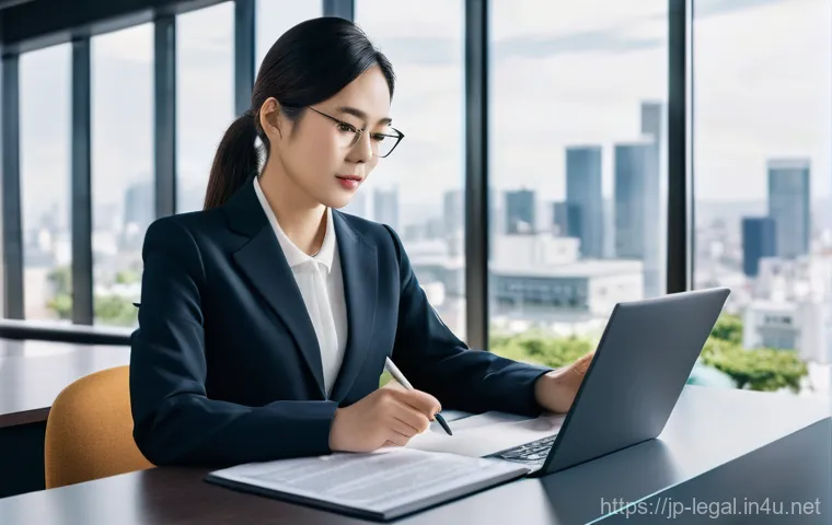 법률 자문가의 법적 문서 작성법 - **Prompt 1: The AI-Powered Legal Professional**
    A modern, professional Japanese lawyer, female, ...